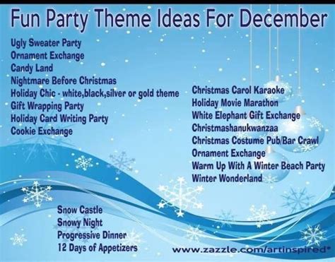 Decemberwinter Fun Party Theme Ideas Christmas Party Themes
