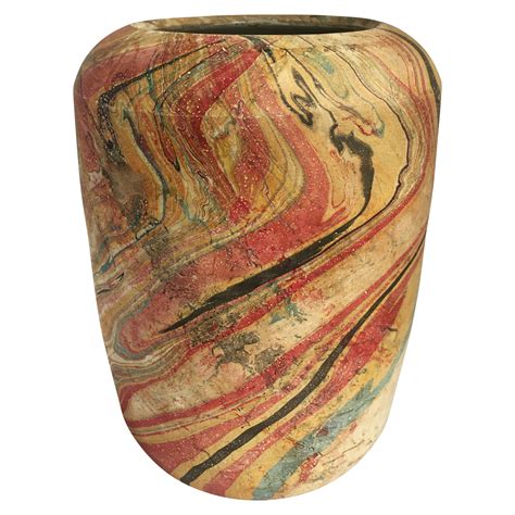 Multi Colored Ceramic Vase With Marbled Swirl Glaze Lost And Found