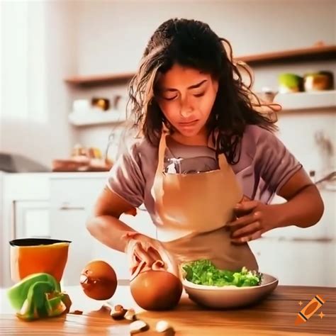 Hispanic Mother Cooking In A Dimly Lit Kitchen On Craiyon