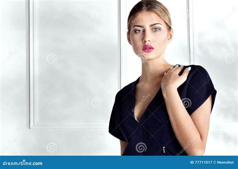 Fashionable Elegant Lady Posing Stock Image Image Of Interior Glamour 77711017