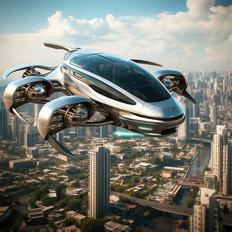 Premium Ai Image Futuristic Flying Car