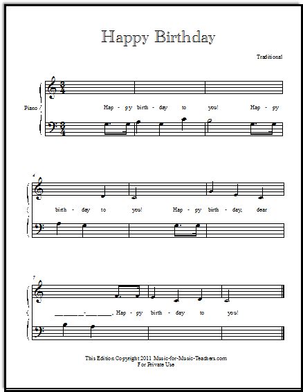 Is your birthday coming up? The First Year: Free Piano Sheetmusic