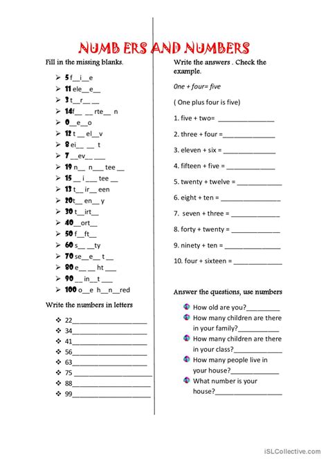 Numbers Numbers English Esl Worksheets Pdf And Doc