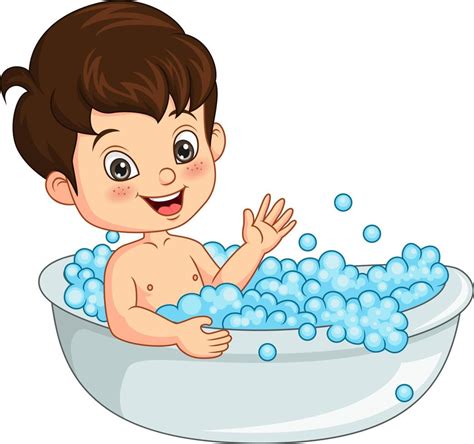 Menino Bonitinho Tomando Banho Na Banheira 5112624 Vetor No Vecteezy