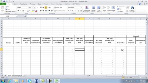 Fixed Asset Register Template Excel Free