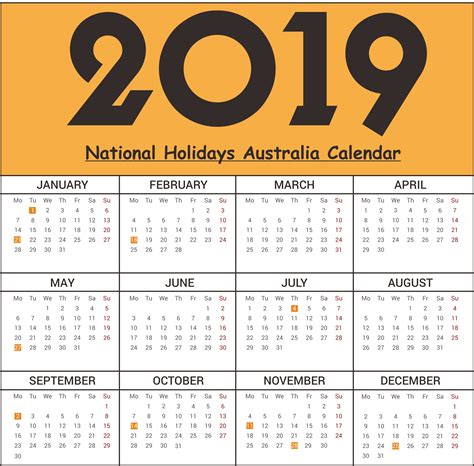 Australia Holiday Calendar 2019 Public Major Holidays Qualads