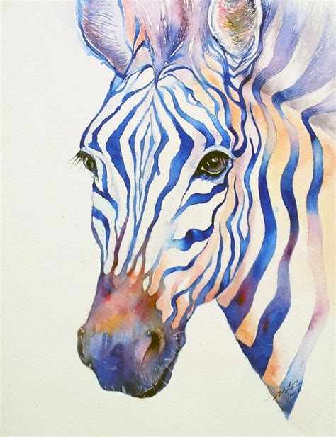 Artfinder Intense Zebra By Arti Chauhan Watercolor Painting A