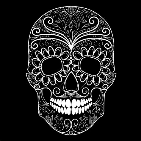 Day Of The Dead Black And White Skull And Grungy Skull Digital Clipart