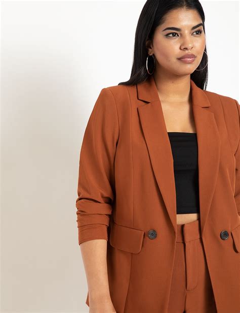Long Button Detail Blazer Womens Plus Size Coats Jackets Eloquii