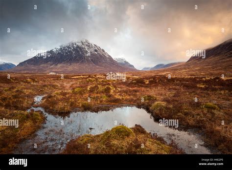Highlands Glencoe Buachaille Etive Mor With Mountains Covered In