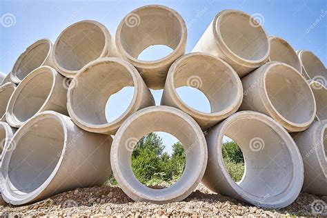 Stack Of Drainage Pipe For Septic Tanks And Wells Stock Image Image