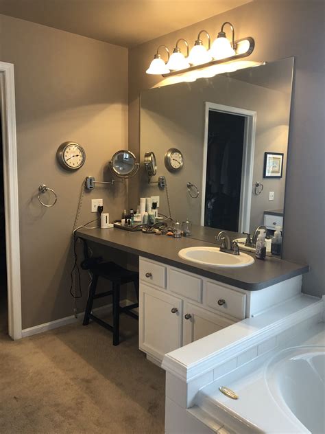 The bathroom wall cabinet featured in the video here is. Painted over our oak cabinets for quick bathroom update ...