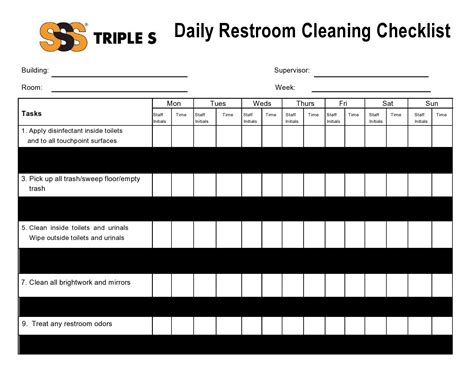 Printable Bathroom Cleaning Checklists Word ᐅ TemplateLab