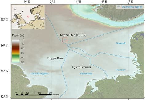 Map Of The North Sea Indicating The Water Depths And Location Of The