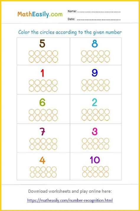 Preschool Number Recognition Games 1 10 Online Worksheets