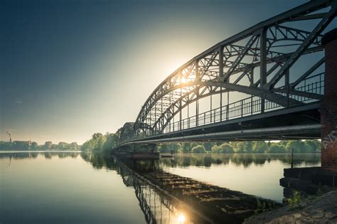 Water Bridge Sunlight Reflection Sky Architecture Wallpaper