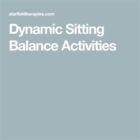 Dynamic Sitting Balance Activities Intervención