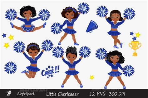Blue White Cheerleader Multicultural Graphic By Alefclipart Creative Fabrica