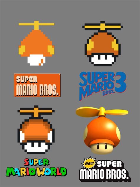 Propeller Mushroom In Different Styles Super Mario Art Super Mario