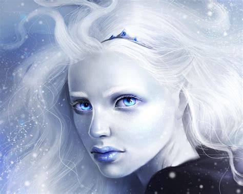 Night Queen Art Luminos Winter Fantasy Snow Sandramalie Face