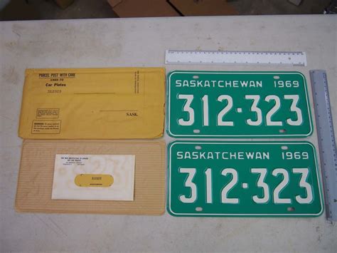 Pair Of Unused 1969 Sask License Plates Matching Numbers