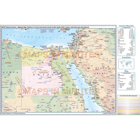 Buy Egypt Deluxe Map 1st Level Political With Roadrail Plus Land And Sea
