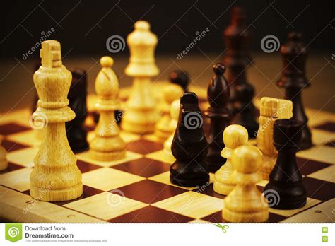 Chess Board With Game In Play Stock Image Image Of Leisure Planning