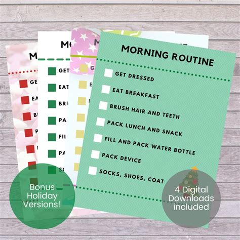 Morning Routine Chart For Kids Printable Morning Checklist Editable