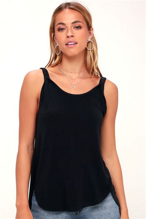 Atlantic Black Scoop Back Tank Top Tank Tops Tops Casual Looks