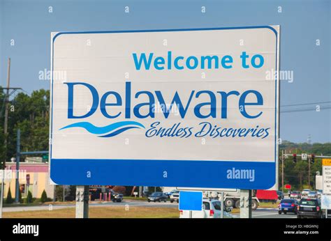 Welcome To Delaware Road Sign Stock Photo Alamy