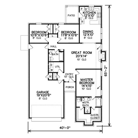 3 bedroom attached 1500 square feet (139 square meter) (167 square yards)single floor house plan. Traditional Style House Plan - 3 Beds 2 Baths 1500 Sq/Ft ...