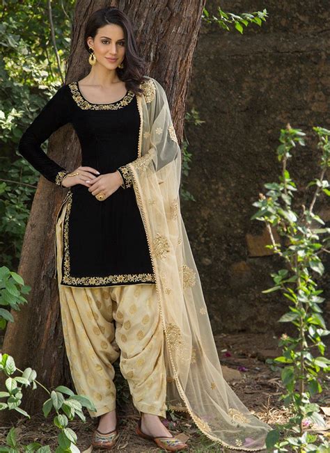 Black And Gold Velvet Punjabi Suit Pakistani Dress Design Indian