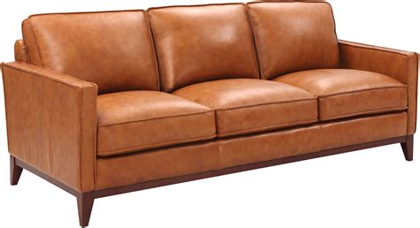 Georgetowne Newport Camel Leather Sofa 1stopbedrooms