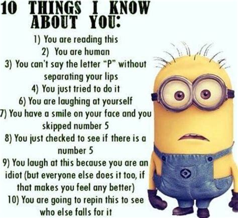 10 Things I Know About You Funny Minion Memes Minions Funny Funny