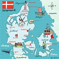 a map of denmark with all the major cities and towns in each country's ...