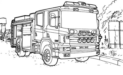 Coloriage de la grue avec le docteur. Coloriage - Camion de pompiers Scania