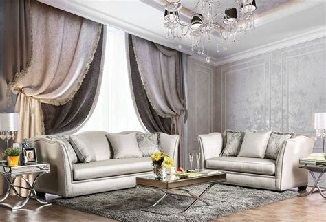 Alessandra Silver Living Room Set Sm2288 Sf Furniture Of America