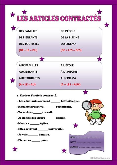 Les Articles ContractÉs Basic French Words French Worksheets Learn