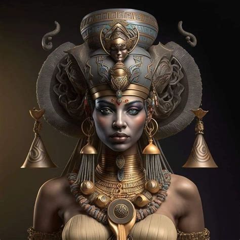 An Egyptian Woman Wearing Gold Jewelry And Headdress With Bells On Her