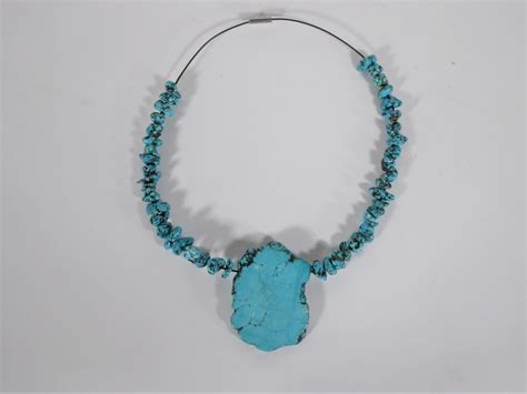 Native American Navajo Slab Turquoise Necklace Gem