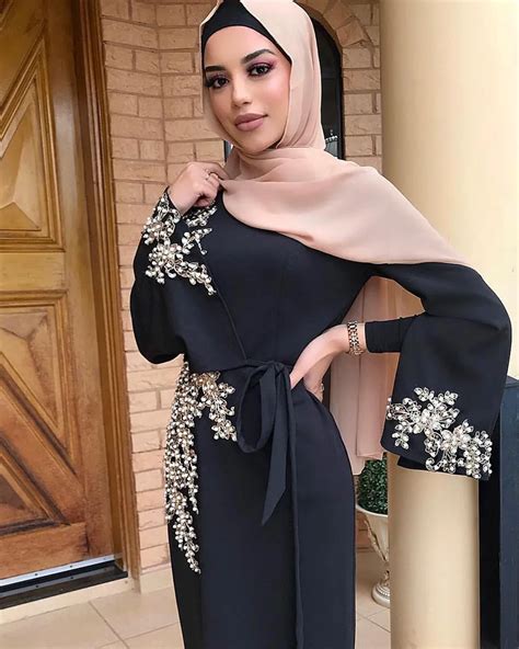 Robe Hijab Pour Femmes Style Musulman Turc Dubaï Caftan Marocain