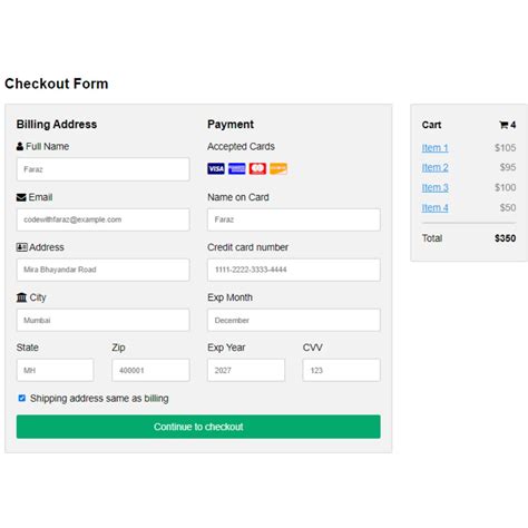 How To Create A Pure Css Responsive Checkout Form Page In Two Minutes