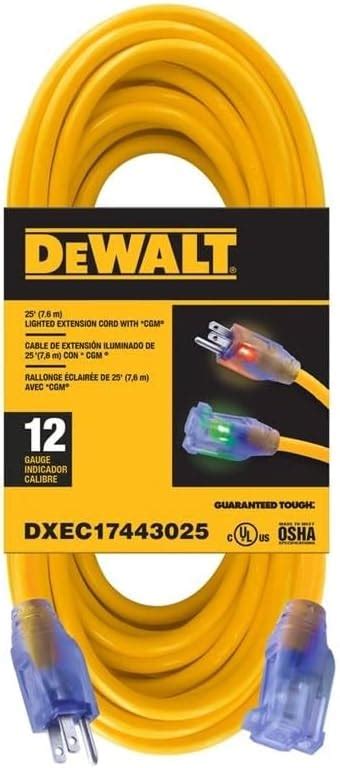 Amazon DEWALT 50 Foot 10 3 SJTW Lighted Extension Cord Heavy