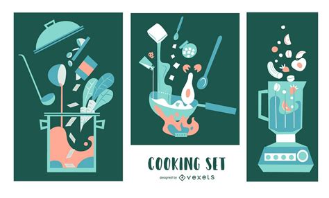 Descarga Vector De Conjunto De Ilustración Plana De Elementos De Cocina
