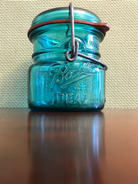 Blue Ball Jar Vintage Ball Ideal Canning Jar Turquoise Mason Jar