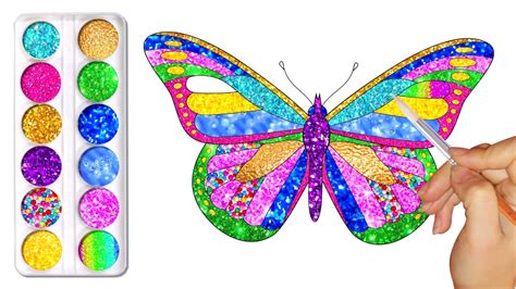 How To Draw Glitter Butterfly Coloring Pages For Girls Youtube