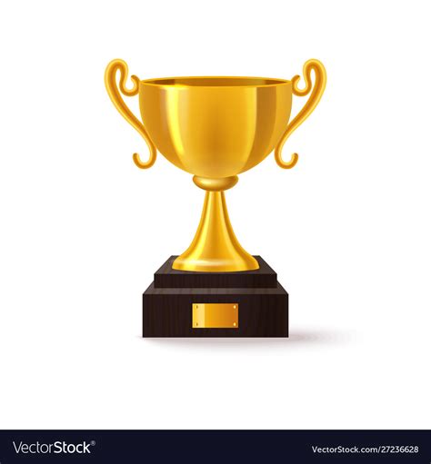 Stand With Golden 3d Trophy Realistic Winner Cup Vector Image