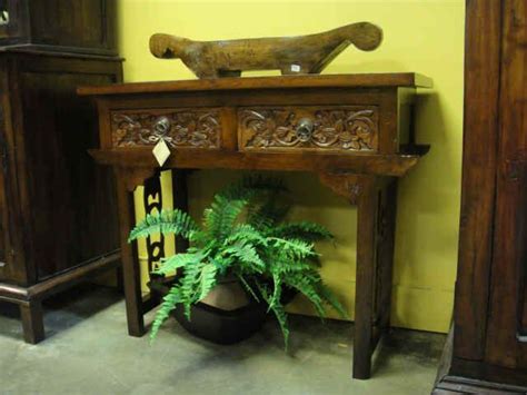 Teak Carved Drawer Console Table Indonesian Furniture From Gadogado