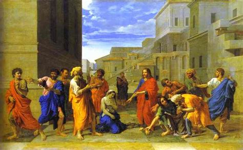 Christ And The Woman Taken In Adultery 1653 Painting Nicolas Poussin