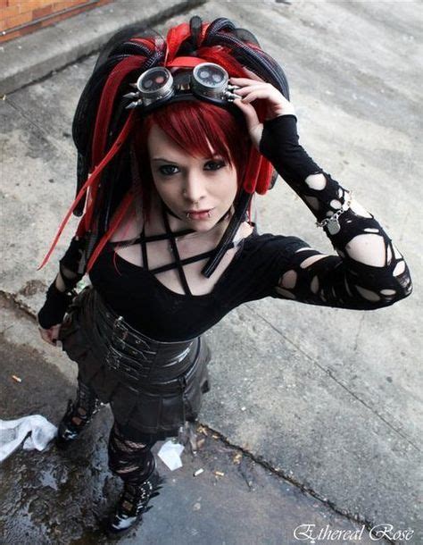 Cyberpunk Cyber Girl Cyber Goth Read Hair Future Synthetic Dreads